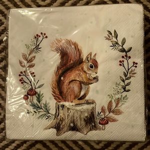 40 Napkins Luncheon 13x13 Squirrel Winter Holiday Fall